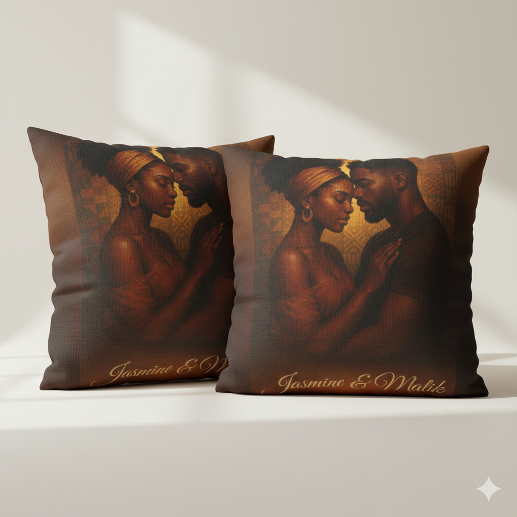 Soulmates Woven Blanket – Afrocentric Black Love Art Throw, Personalized or No Text