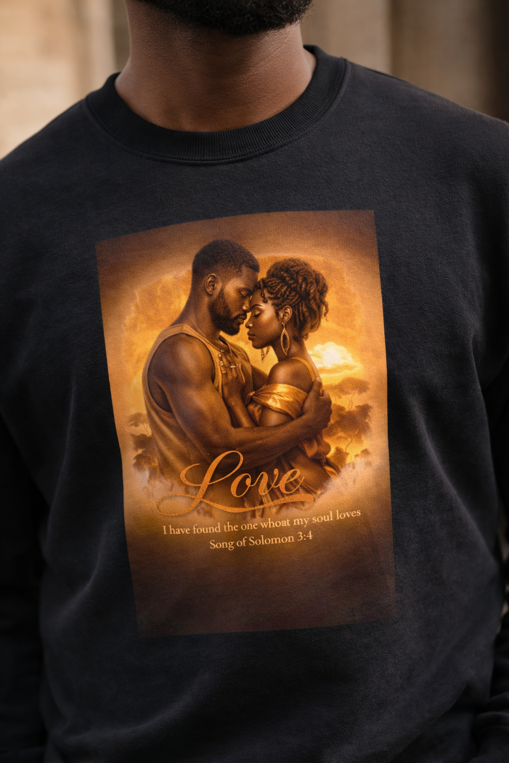 Black Love Sweatshirt Song of Solomon 3 4 Christian Couple Gift Faith Based Wedding Anniversary Sweatshirt Afrocentric Black Couple Art