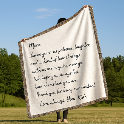 Christmas Handwriting Blanket • Custom Woven Throw • Personalized Letter or Recipe Keepsake • Memorial Gift for Mom or Grandma
