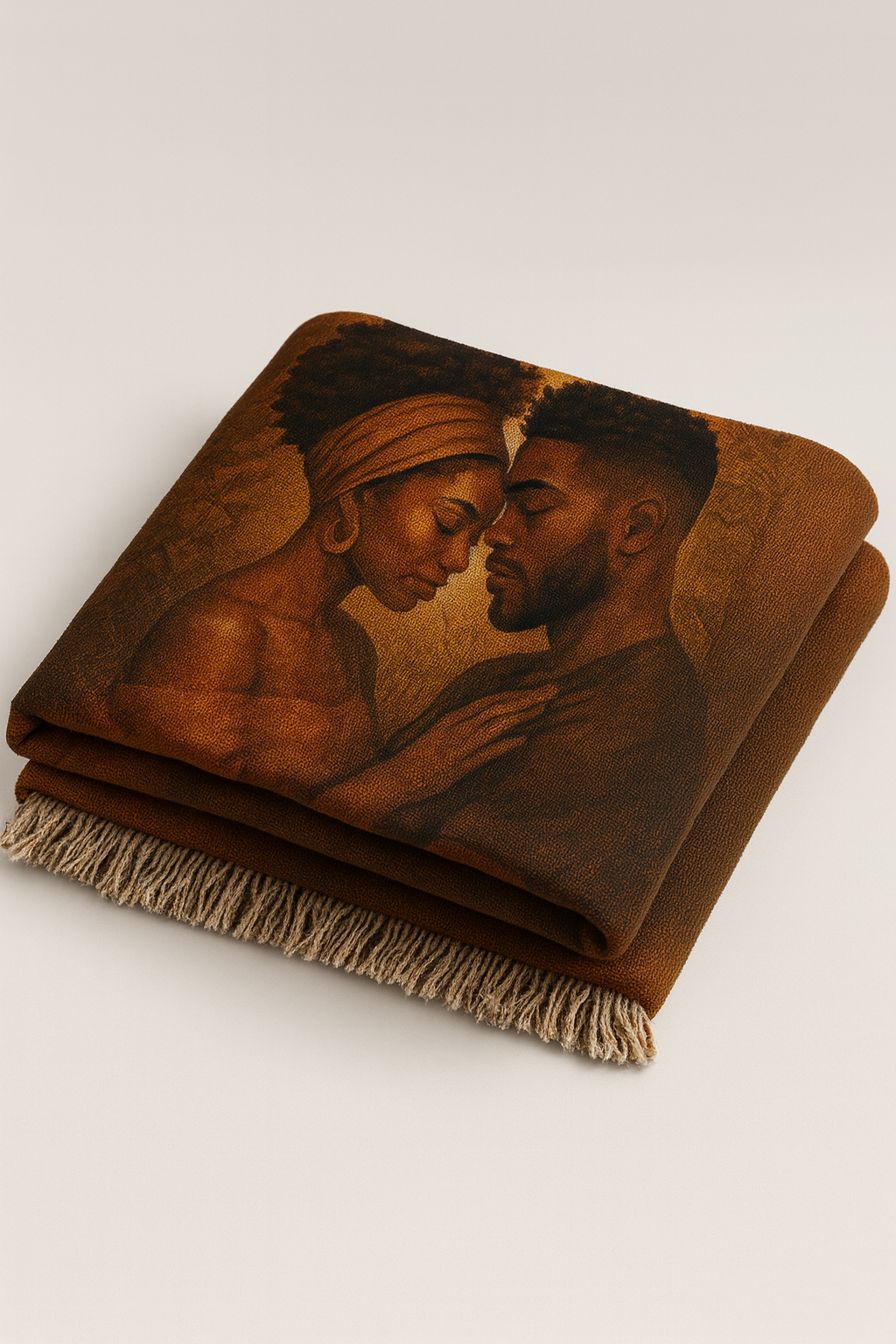 Soulmates Woven Blanket – Afrocentric Black Love Art Throw, Personalized or No Text