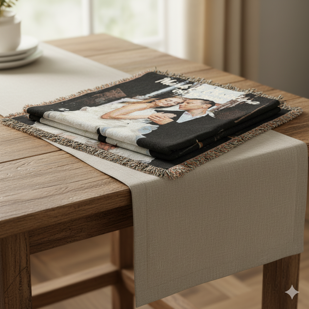 Custom Woven Photo Blanket – Personalized Memory Throw (Couples, Family, Memorial)