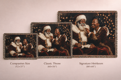 African American Santa Woven Blanket — Cozy Holiday Throw for Christmas Decor & Family Moments