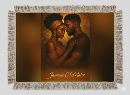 Soulmates Woven Blanket – Afrocentric Black Love Art Throw, Personalized or No Text