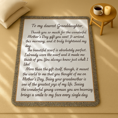 Christmas Handwriting Blanket • Custom Woven Throw • Personalized Letter or Recipe Keepsake • Memorial Gift for Mom or Grandma
