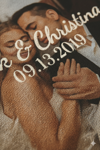 Custom Woven Photo Blanket – Personalized Memory Throw (Couples, Family, Memorial)