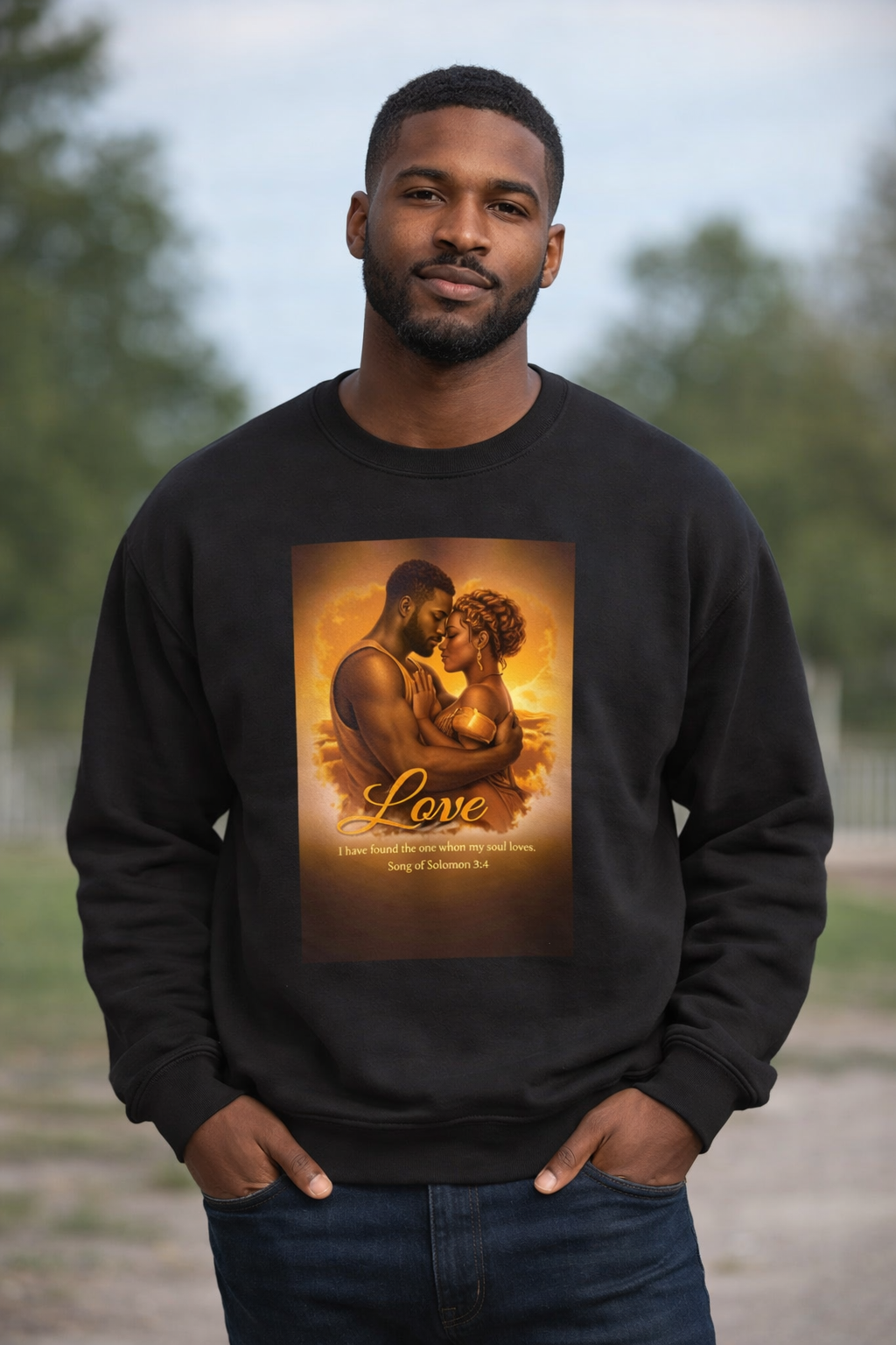 Black Love Sweatshirt Song of Solomon 3 4 Christian Couple Gift Faith Based Wedding Anniversary Sweatshirt Afrocentric Black Couple Art