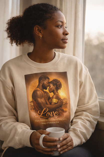 Black Love Sweatshirt Song of Solomon 3 4 Christian Couple Gift Faith Based Wedding Anniversary Sweatshirt Afrocentric Black Couple Art