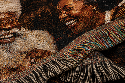 African American Santa Woven Blanket — Cozy Holiday Throw for Christmas Decor & Family Moments