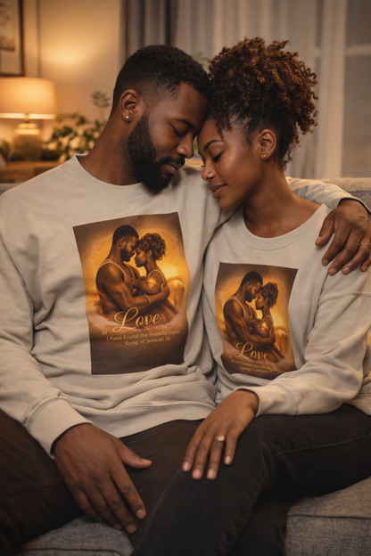 Black Love Sweatshirt Song of Solomon 3 4 Christian Couple Gift Faith Based Wedding Anniversary Sweatshirt Afrocentric Black Couple Art