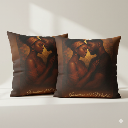 Soulmates Woven Blanket – Afrocentric Black Love Art Throw, Personalized or No Text