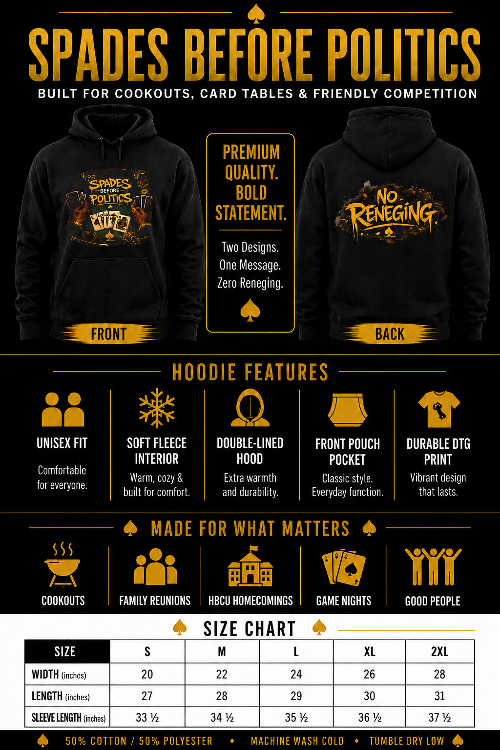Spades Before Politics Hoodie | Front & Back Design