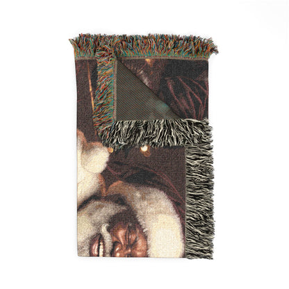 African American Santa Woven Blanket — Cozy Holiday Throw for Christmas Decor & Family Moments