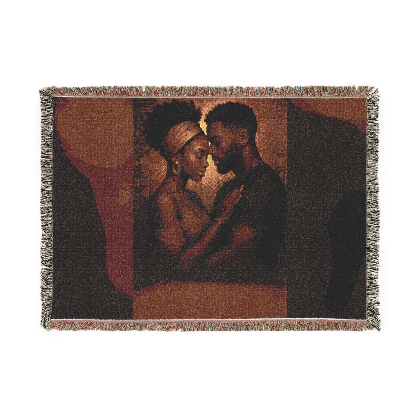 Soulmates Woven Blanket – Afrocentric Black Love Art Throw, Personalized or No Text