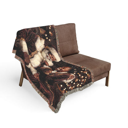 African American Santa Woven Blanket — Cozy Holiday Throw for Christmas Decor & Family Moments