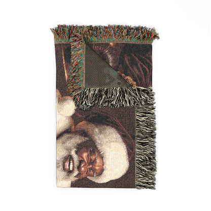 African American Santa Woven Blanket — Cozy Holiday Throw for Christmas Decor & Family Moments