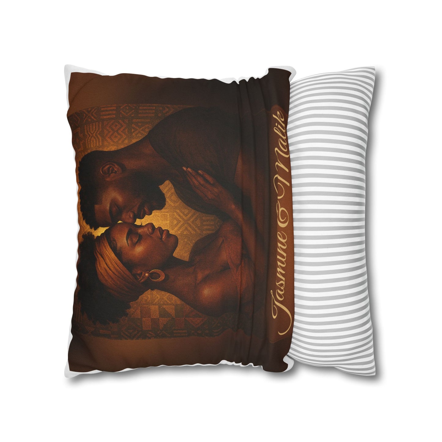 Soulmates Afrocentric Woven Pillow – Black Love Art Decorative Throw Pillow