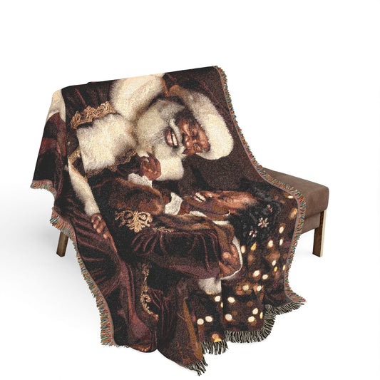 African American Santa Woven Blanket — Cozy Holiday Throw for Christmas Decor & Family Moments