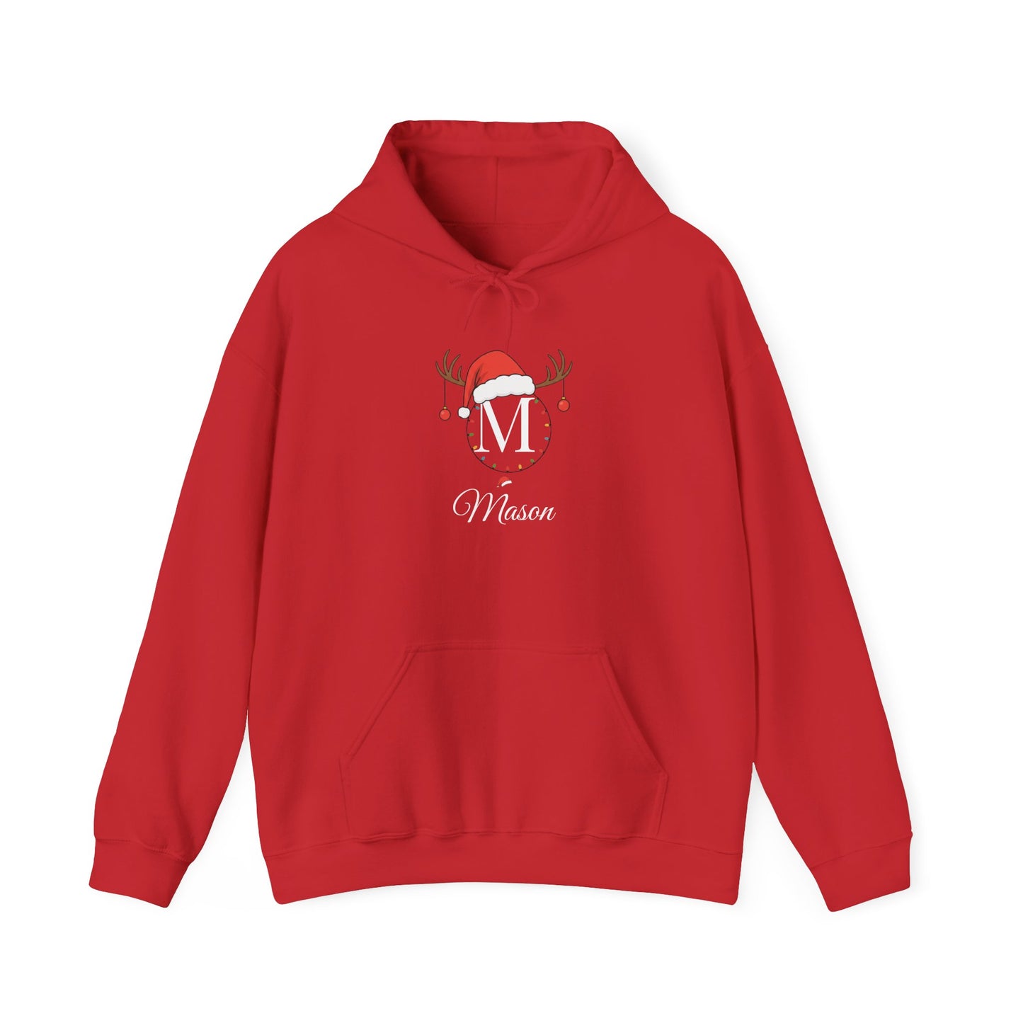 Personalized Family Christmas Hoodie – Custom Name & Initial Santa Hat Sweatshirt (Unisex Holiday Hoodie)