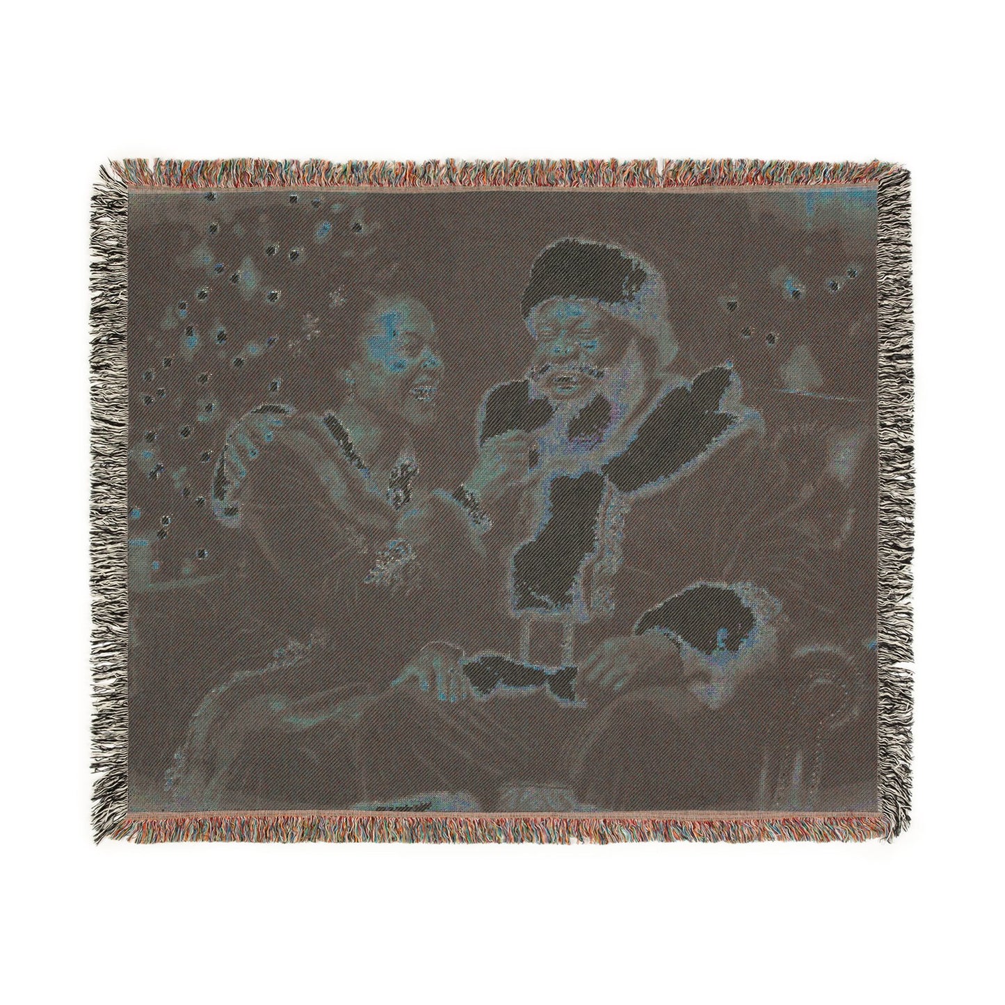 African American Santa Woven Blanket — Cozy Holiday Throw for Christmas Decor & Family Moments
