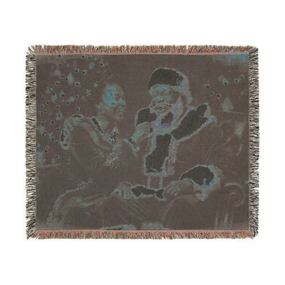 African American Santa Woven Blanket — Cozy Holiday Throw for Christmas Decor & Family Moments
