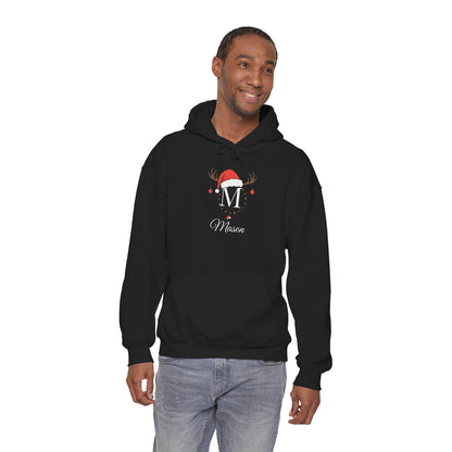 Personalized Family Christmas Hoodie – Custom Name & Initial Santa Hat Sweatshirt (Unisex Holiday Hoodie)